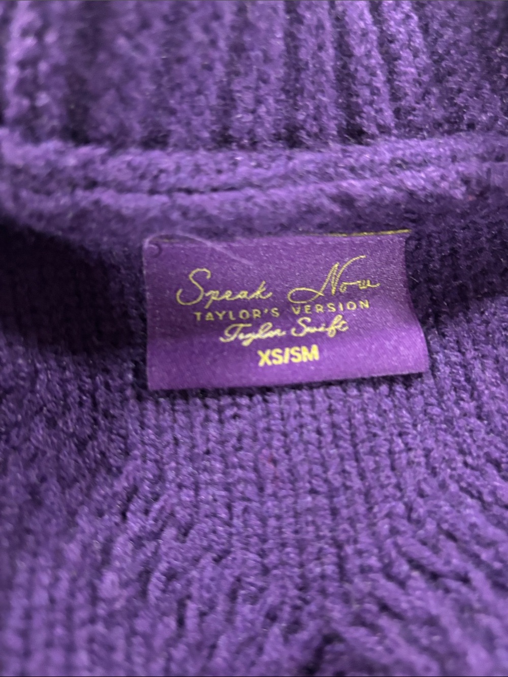 Taylor Swift Speak Now Purple Cable Knit Button-Front Sweater Cardigan XS/S - Picture 3 of 8